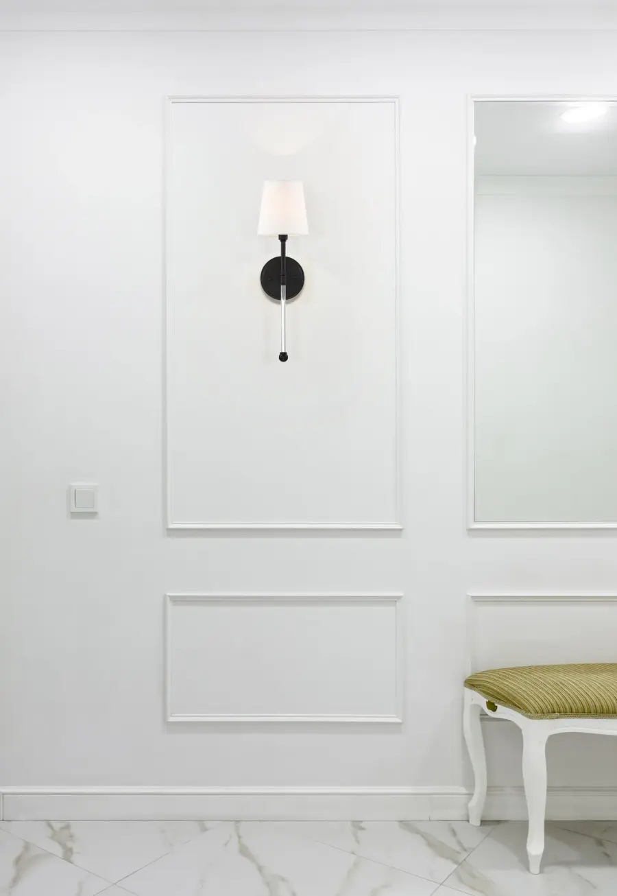 Olmstead 1-Light Wall Sconce in Aged Bronze with White Linen Shade - Image 12