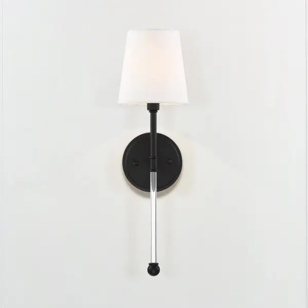 Olmstead 1-Light Wall Sconce in Aged Bronze with White Linen Shade - Image 13
