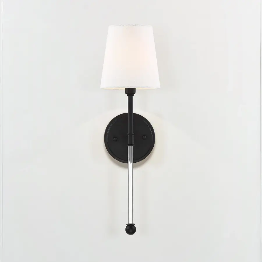 Olmstead 1-Light Wall Sconce in Aged Bronze with White Linen Shade - Image 13