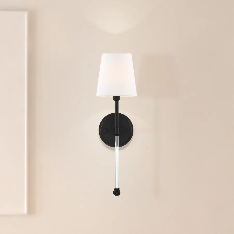 Olmstead 1-Light Wall Sconce in Aged Bronze with White Linen Shade - Image 7