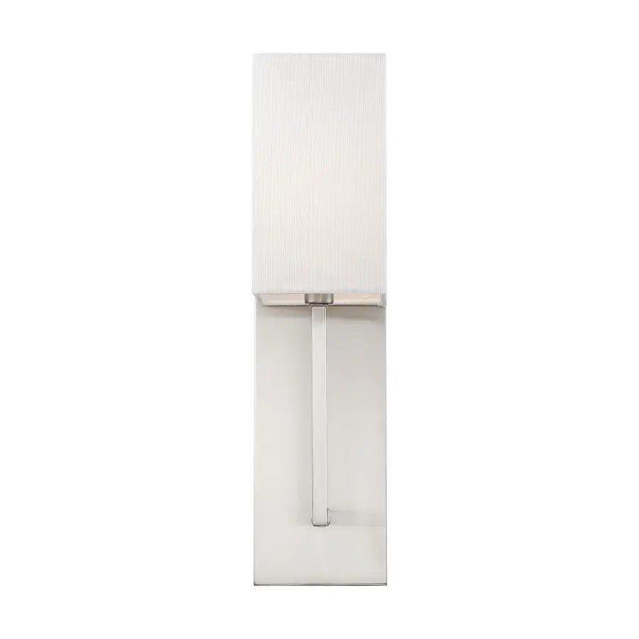 Vesey 1-Light Wall Sconce in Brushed Nickel with White Linen Shade - Image 1