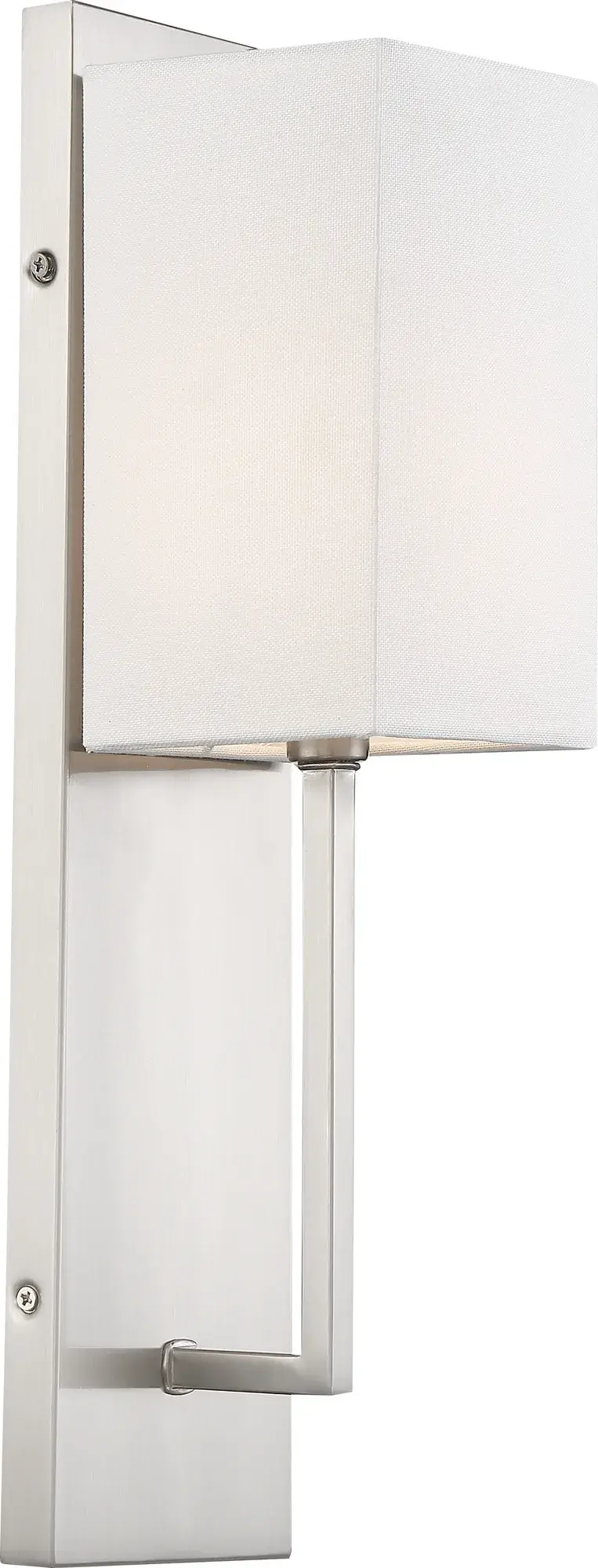 Vesey 1-Light Wall Sconce in Brushed Nickel with White Linen Shade - Image 3