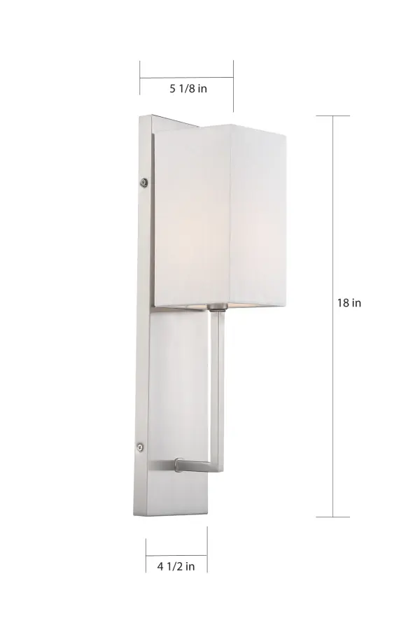 Vesey 1-Light Wall Sconce in Brushed Nickel with White Linen Shade - Image 5