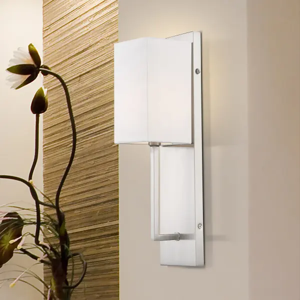 Vesey 1-Light Wall Sconce in Brushed Nickel with White Linen Shade - Image 7