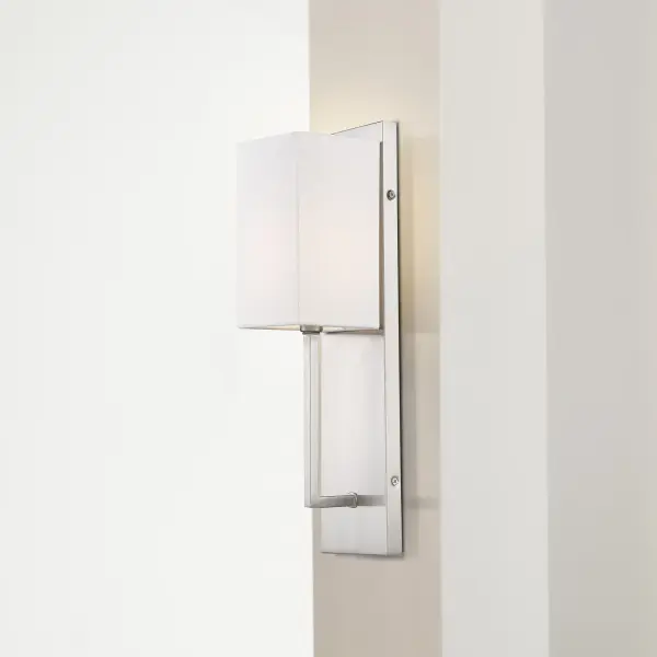 Vesey 1-Light Wall Sconce in Brushed Nickel with White Linen Shade - Image 9