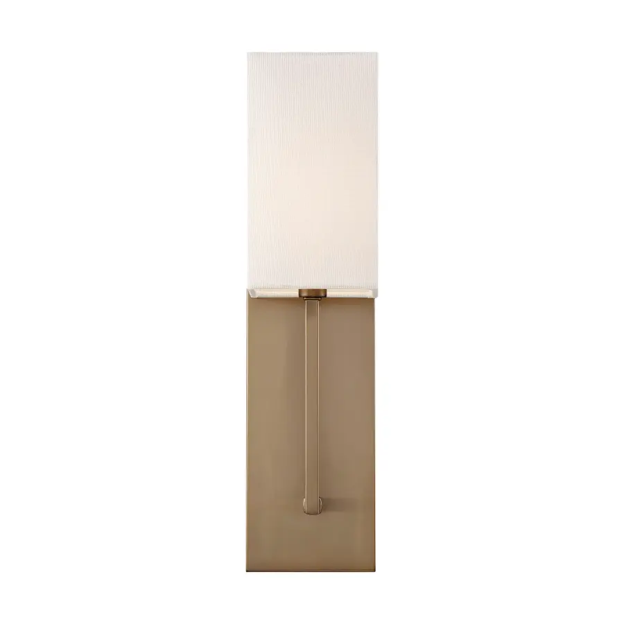 Vesey 1-Light Wall Sconce in Burnished Brass with White Linen Shade - Image 1