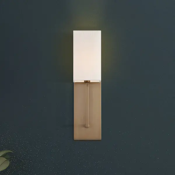 Vesey 1-Light Wall Sconce in Burnished Brass with White Linen Shade - Image 12