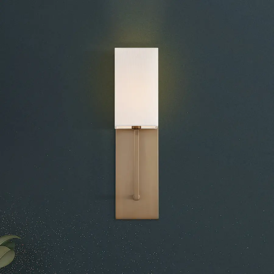 Vesey 1-Light Wall Sconce in Burnished Brass with White Linen Shade - Image 12