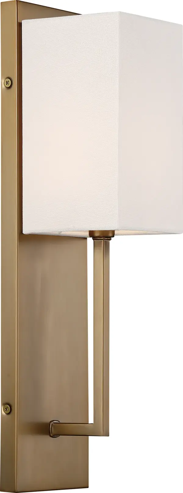 Vesey 1-Light Wall Sconce in Burnished Brass with White Linen Shade - Image 3