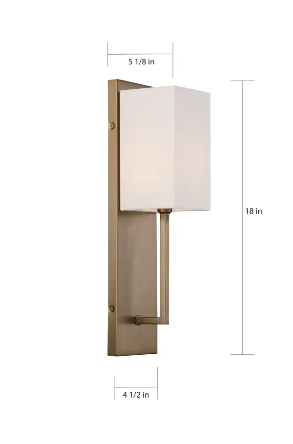 Vesey 1-Light Wall Sconce in Burnished Brass with White Linen Shade - Image 6