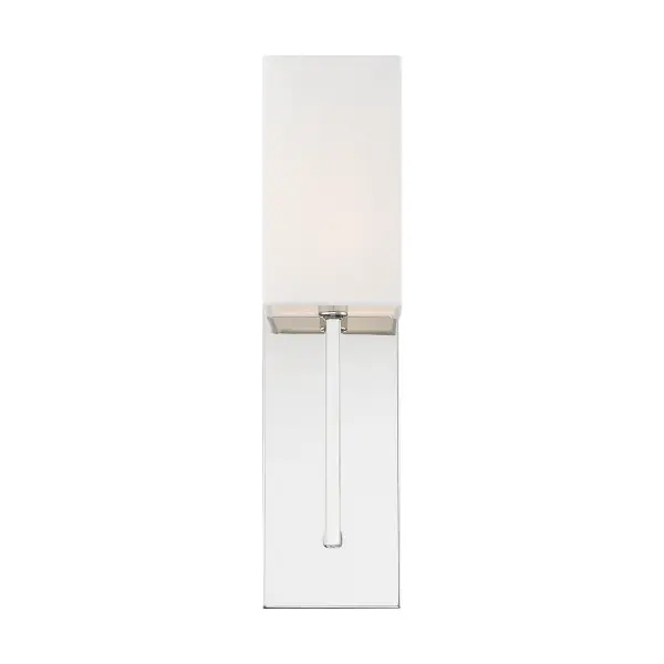 Vesey 1-Light Wall Sconce in Polished Nickel with White Linen Shade - Image 1