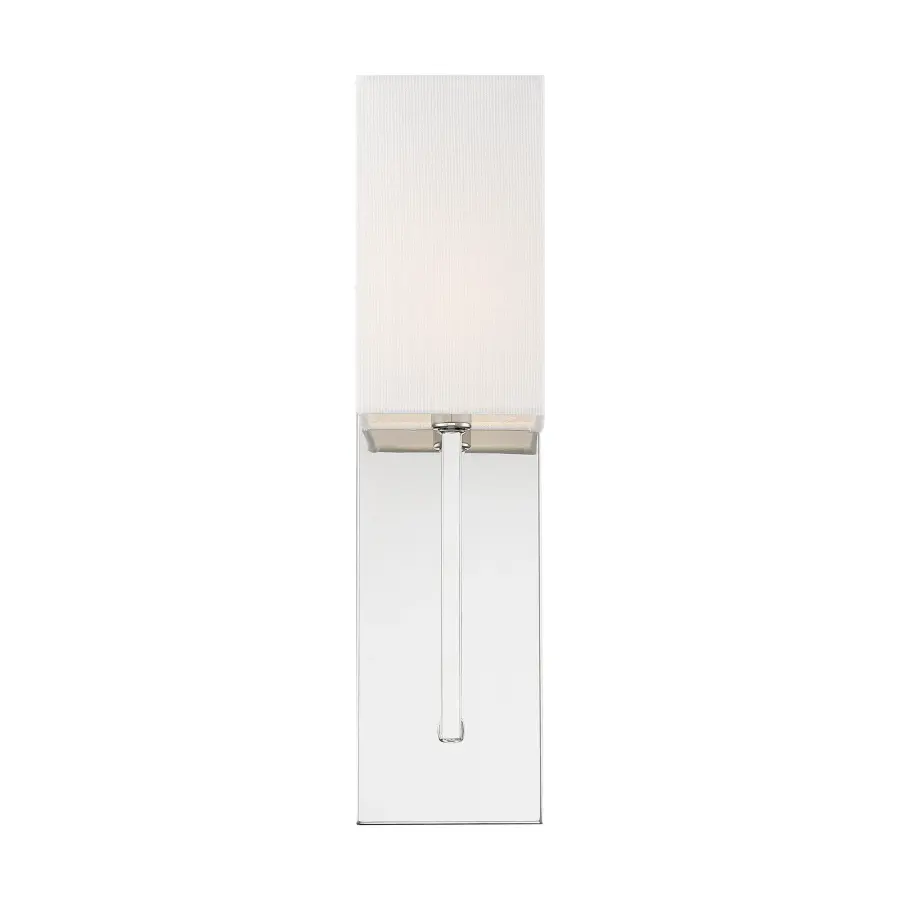 Vesey 1-Light Wall Sconce in Polished Nickel with White Linen Shade - Image 1