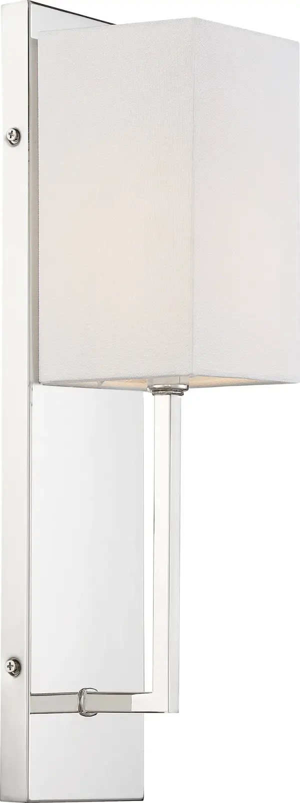 Vesey 1-Light Wall Sconce in Polished Nickel with White Linen Shade - Image 3