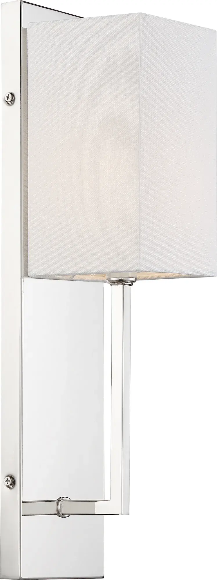 Vesey 1-Light Wall Sconce in Polished Nickel with White Linen Shade - Image 3