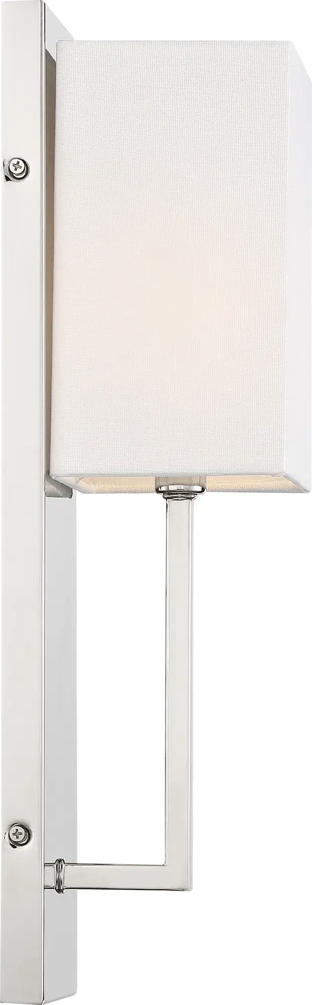 Vesey 1-Light Wall Sconce in Polished Nickel with White Linen Shade - Image 4