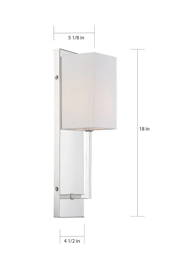 Vesey 1-Light Wall Sconce in Polished Nickel with White Linen Shade - Image 5
