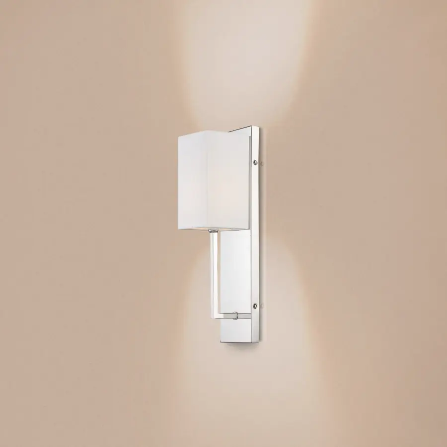 Vesey 1-Light Wall Sconce in Polished Nickel with White Linen Shade - Image 9