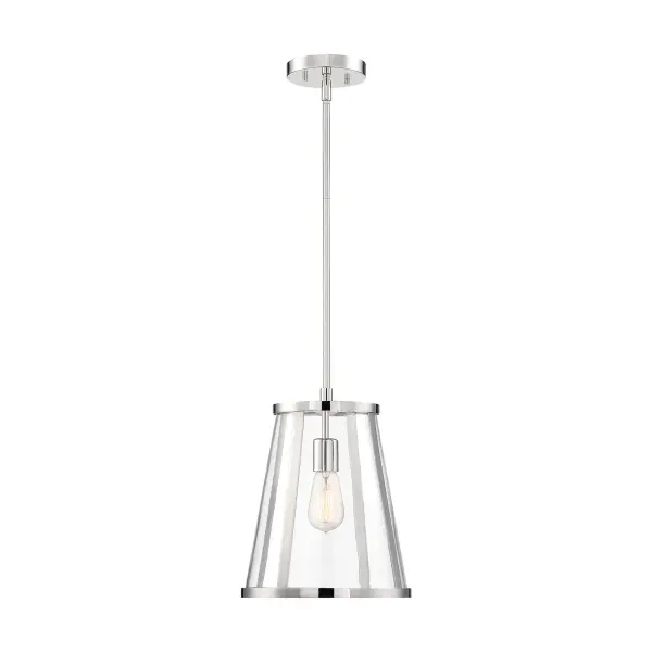 Bruges 1-Light Pendant in Polished Nickel with Clear Glass - Image 1