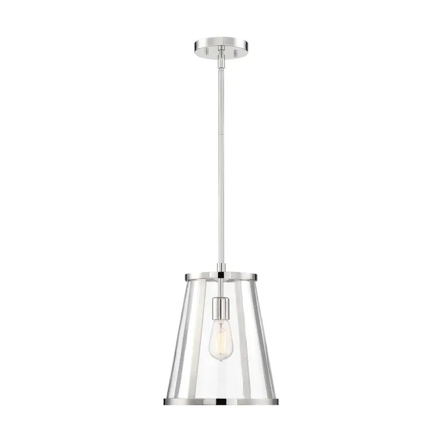 Bruges 1-Light Pendant in Polished Nickel with Clear Glass - Image 1