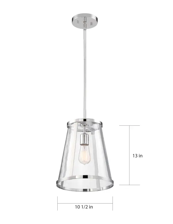 Bruges 1-Light Pendant in Polished Nickel with Clear Glass - Image 6