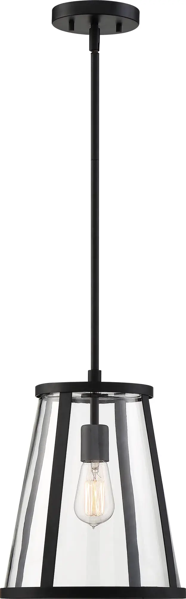 Bruge Matte Black Pendant with Clear Glass - Image 2