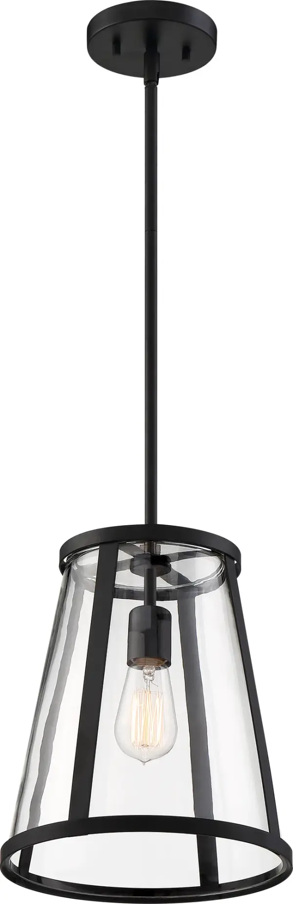 Bruge Matte Black Pendant with Clear Glass - Image 4