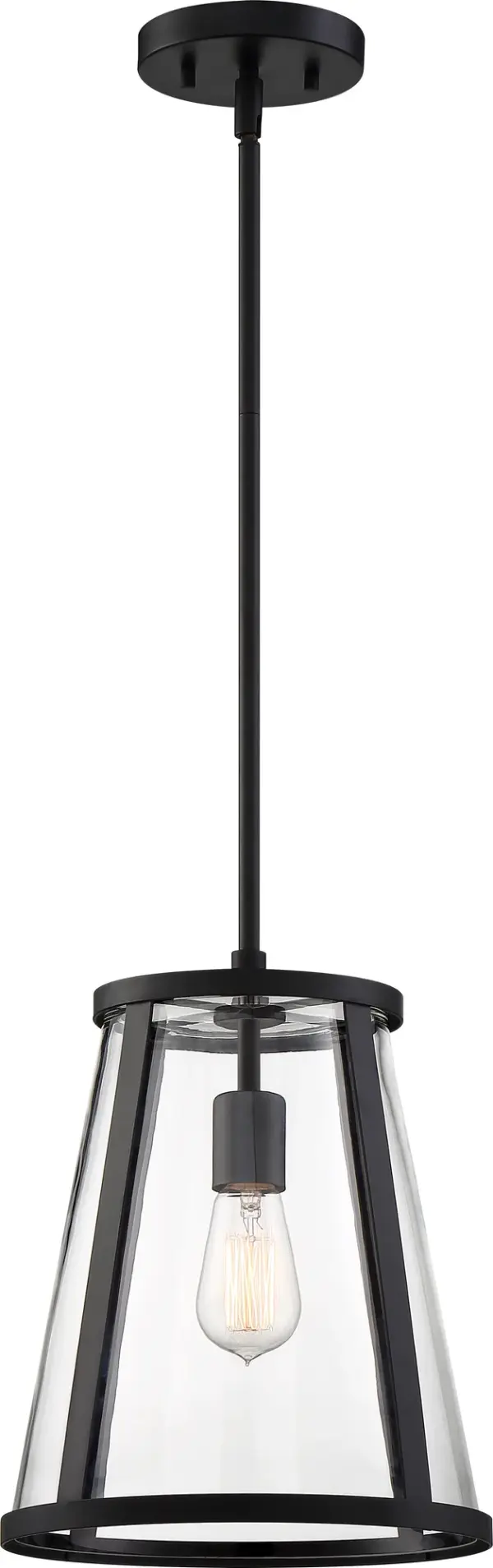 Bruge Matte Black Pendant with Clear Glass - Image 5