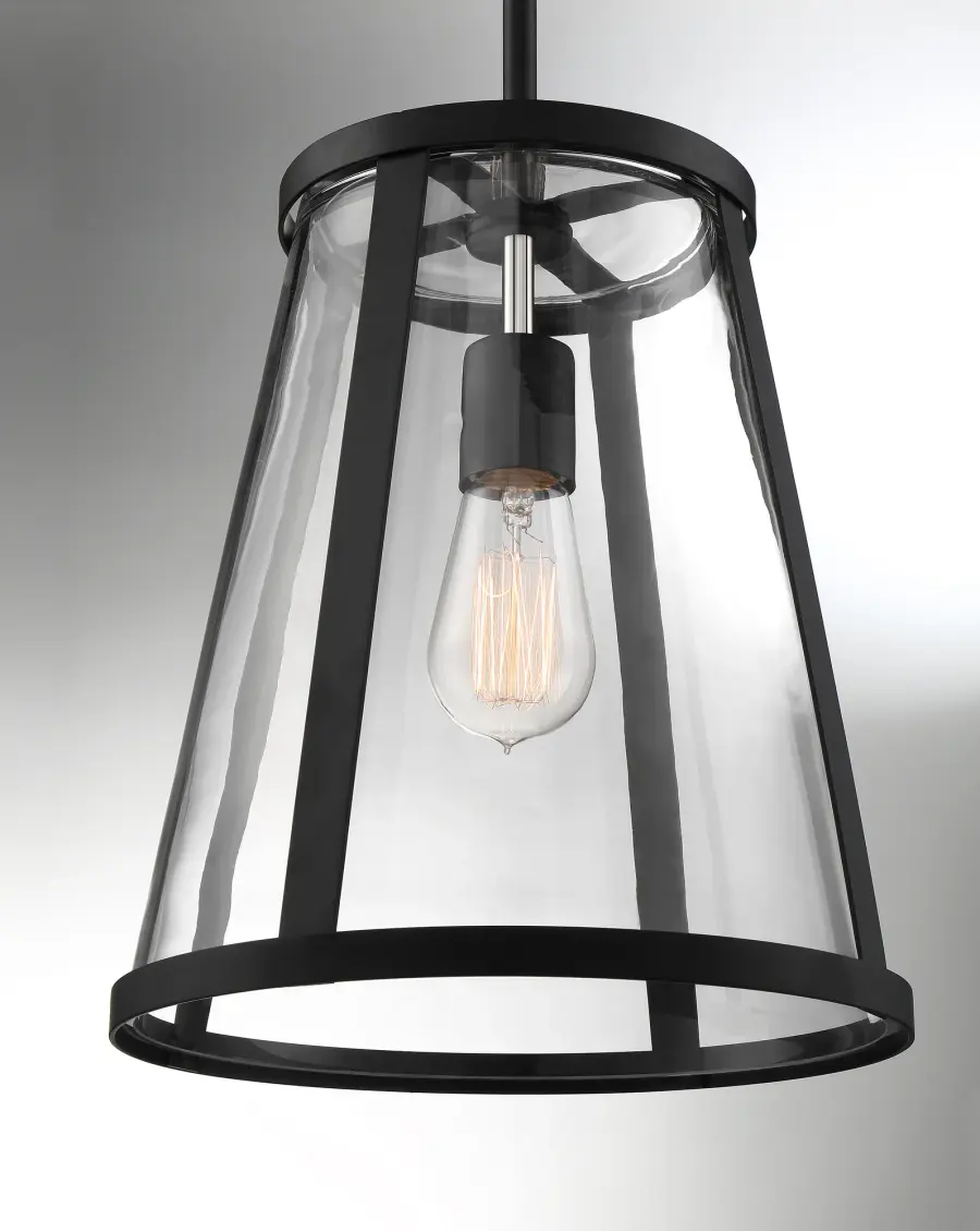 Bruge Matte Black Pendant with Clear Glass - Image 6