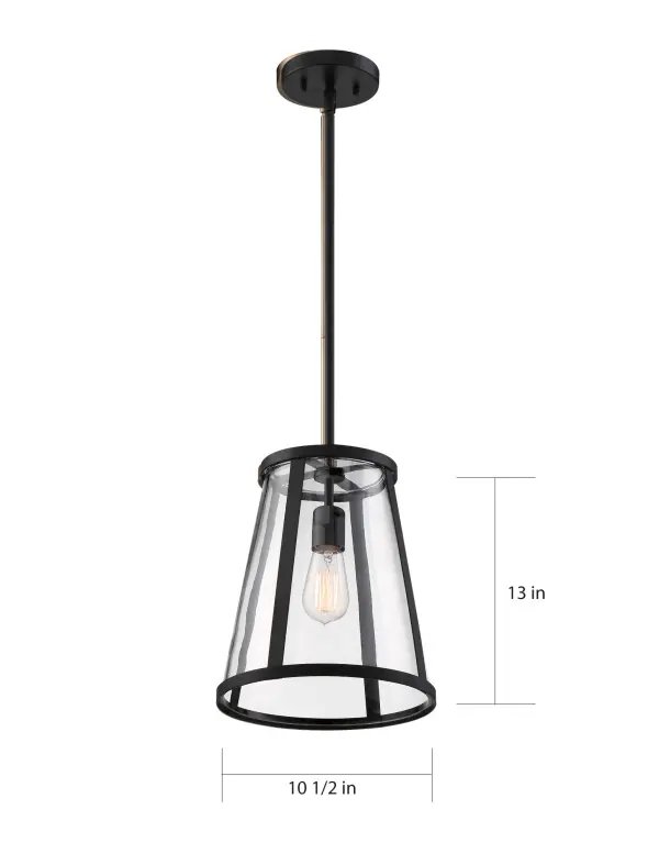 Bruge Matte Black Pendant with Clear Glass - Image 8
