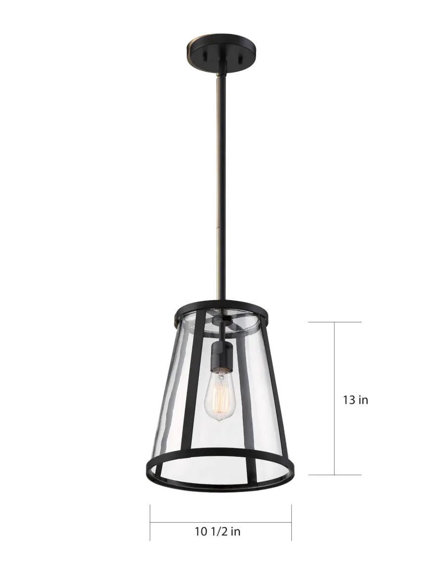 Bruge Matte Black Pendant with Clear Glass - Image 8