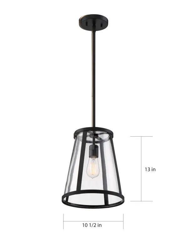 Bruge Matte Black Pendant with Clear Glass - Image 9