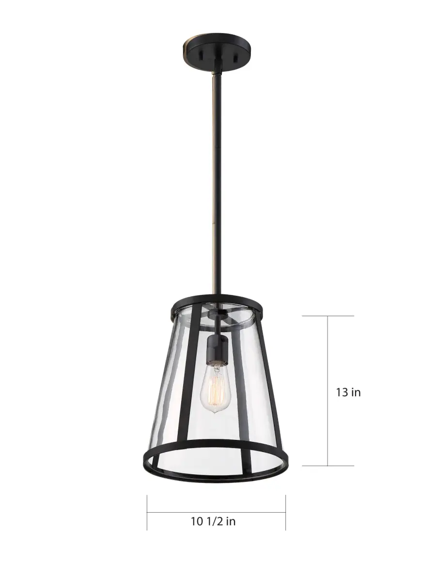 Bruge Matte Black Pendant with Clear Glass - Image 9