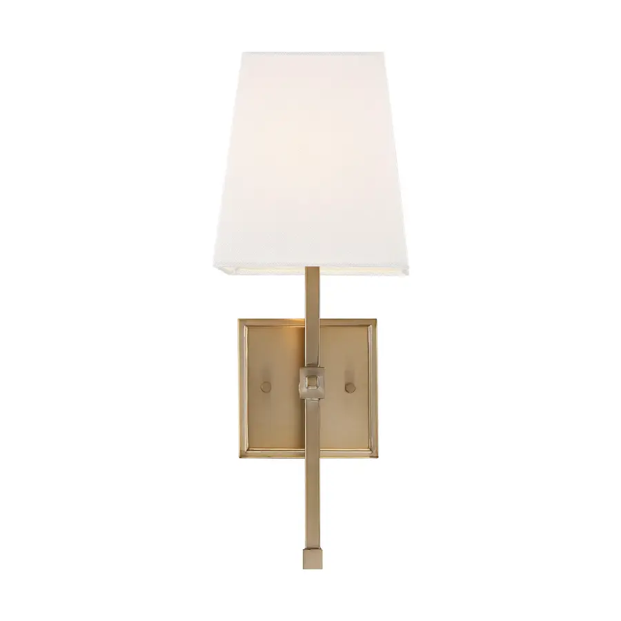 Highline 1-Light Vanity Sconce in Burnished Brass with White Linen Shade - Image 1