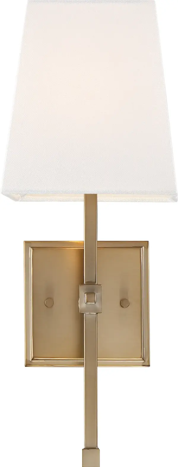 Highline 1-Light Vanity Sconce in Burnished Brass with White Linen Shade - Image 2