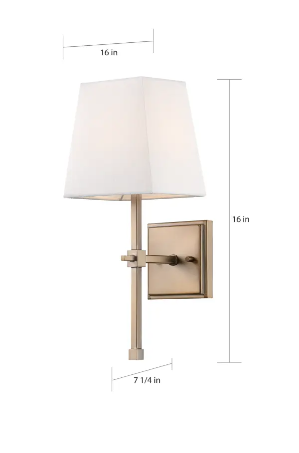 Highline 1-Light Vanity Sconce in Burnished Brass with White Linen Shade - Image 5
