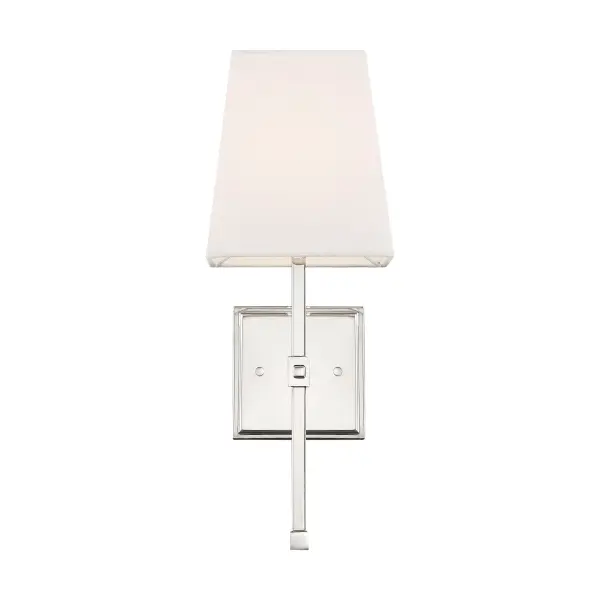 Highline 1-Light Vanity Sconce in Polished Nickel with White Linen Shade - Image 1