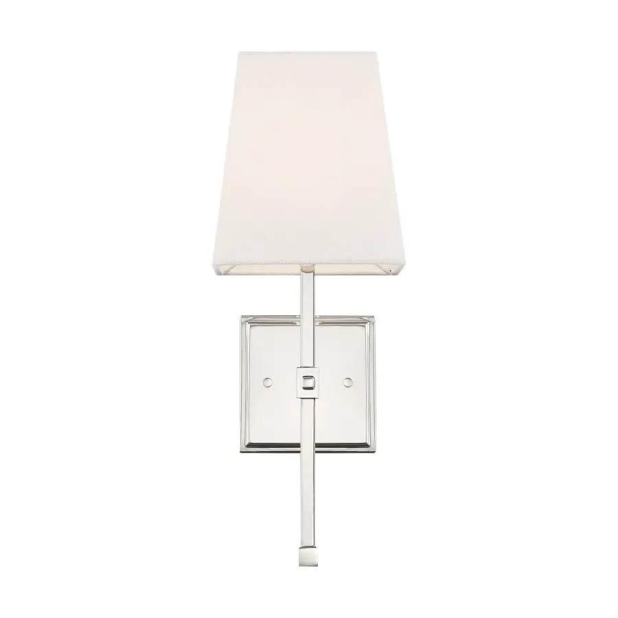 Highline 1-Light Vanity Sconce in Polished Nickel with White Linen Shade - Image 1