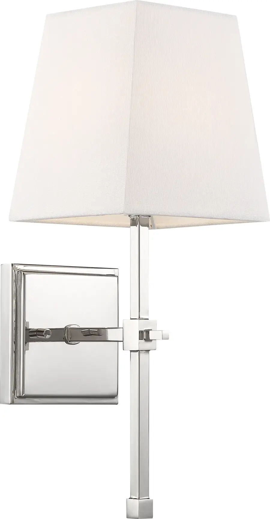 Highline 1-Light Vanity Sconce in Polished Nickel with White Linen Shade - Image 3