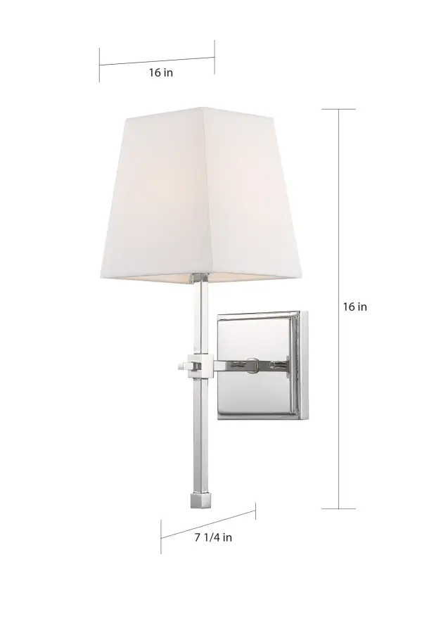 Highline 1-Light Vanity Sconce in Polished Nickel with White Linen Shade - Image 5