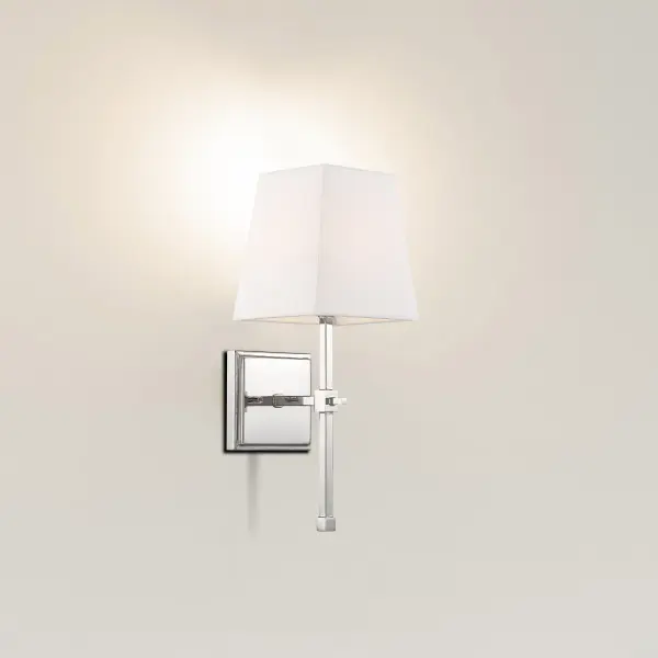 Highline 1-Light Vanity Sconce in Polished Nickel with White Linen Shade - Image 9
