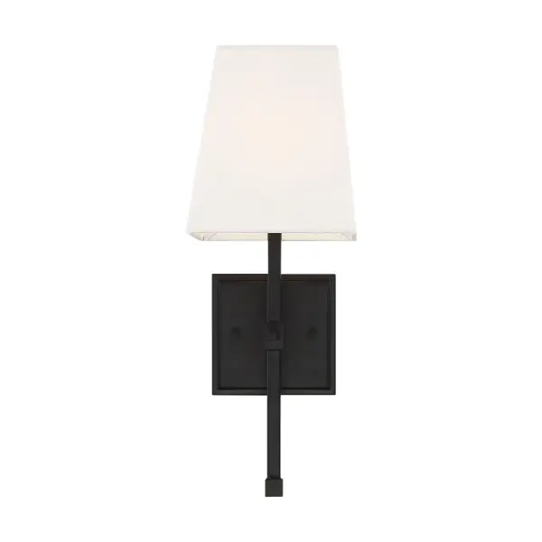 Highline 1-Light Vanity Sconce in Aged Bronze with White Linen Shade - Image 1