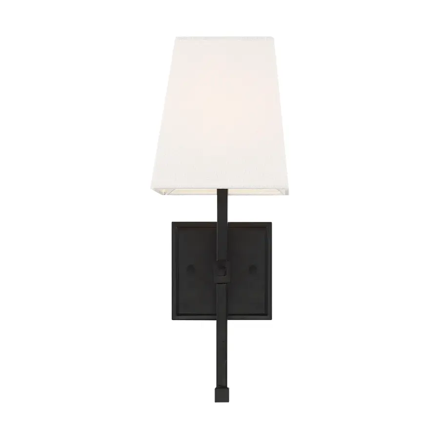 Highline 1-Light Vanity Sconce in Aged Bronze with White Linen Shade - Image 1