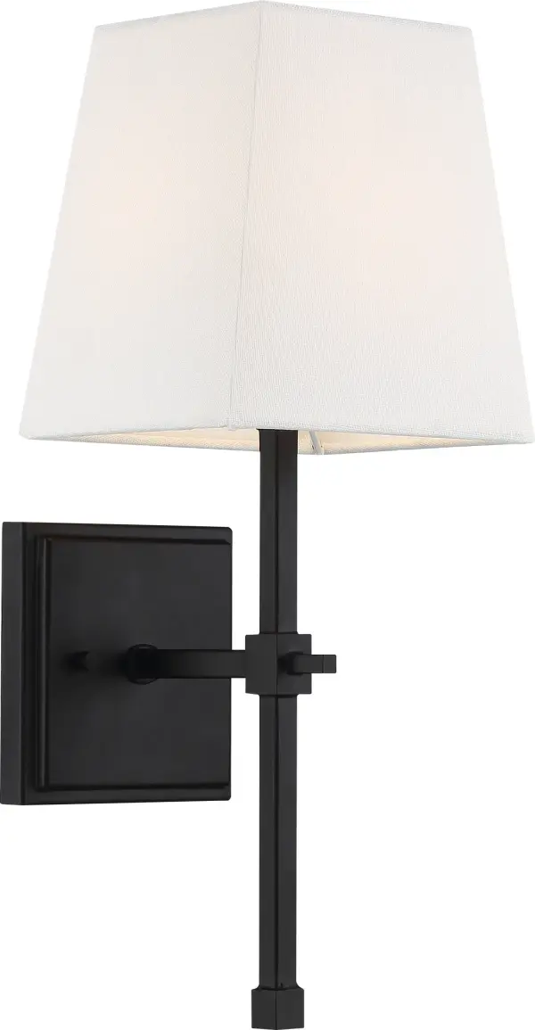Highline 1-Light Vanity Sconce in Aged Bronze with White Linen Shade - Image 3
