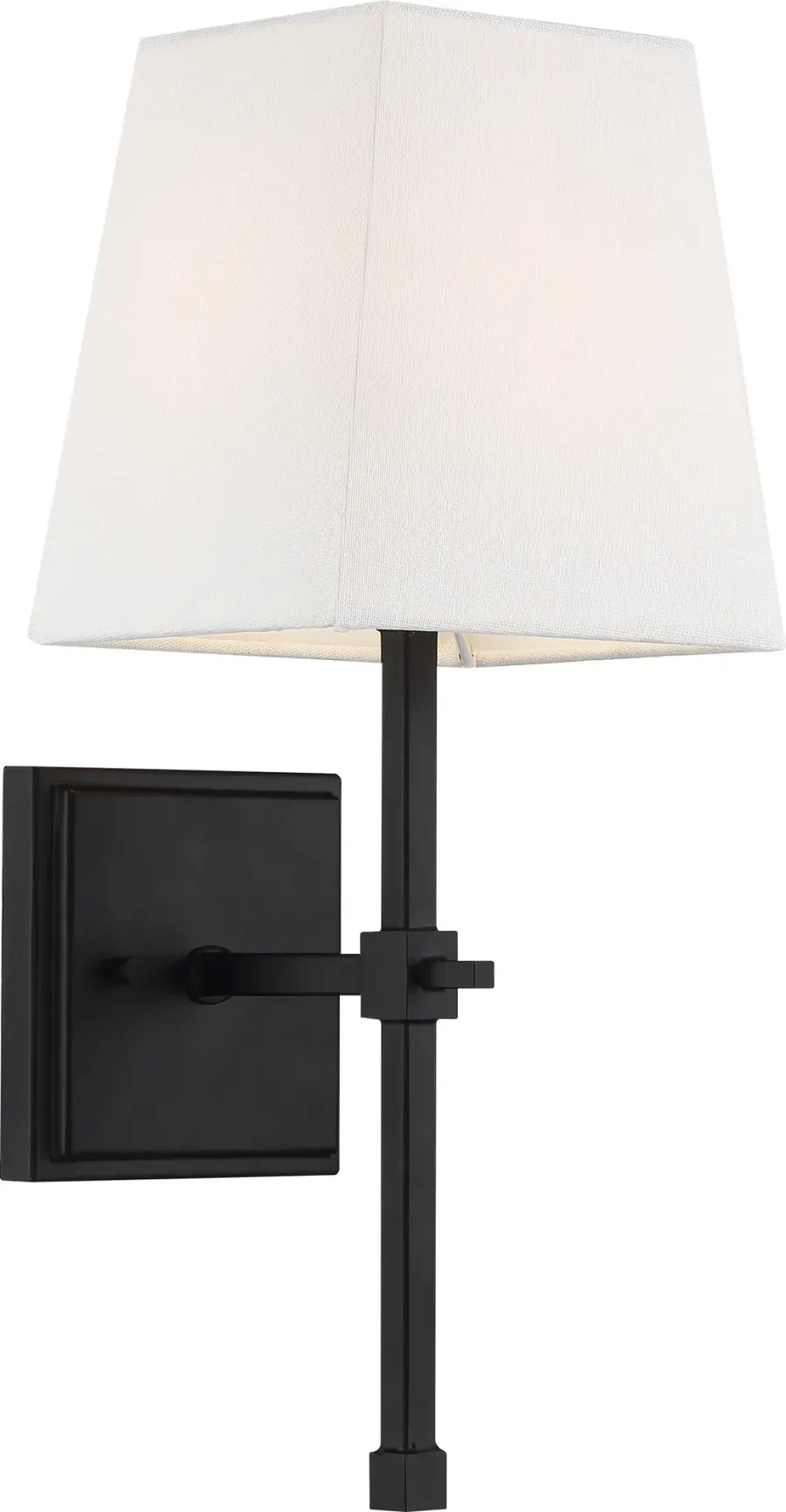 Highline 1-Light Vanity Sconce in Aged Bronze with White Linen Shade - Image 3