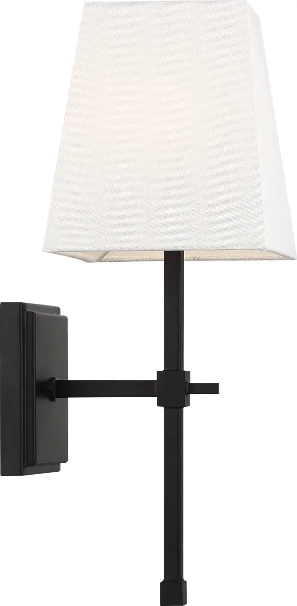 Highline 1-Light Vanity Sconce in Aged Bronze with White Linen Shade - Image 4