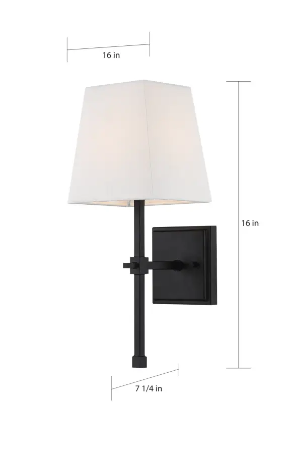 Highline 1-Light Vanity Sconce in Aged Bronze with White Linen Shade - Image 6