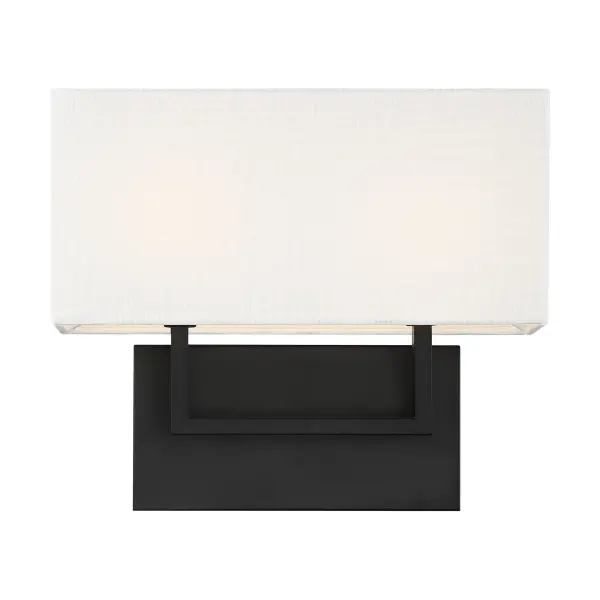 Tribeca 2-Light Vanity Sconce in Aged Bronze with White Linen Shade - Image 1