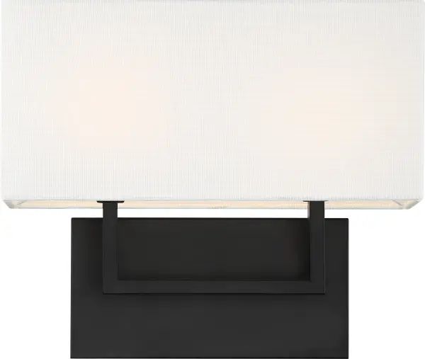 Tribeca 2-Light Vanity Sconce in Aged Bronze with White Linen Shade - Image 2