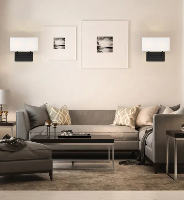 Tribeca 2-Light Vanity Sconce in Aged Bronze with White Linen Shade - Image 11