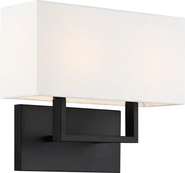 Tribeca 2-Light Vanity Sconce in Aged Bronze with White Linen Shade - Image 3